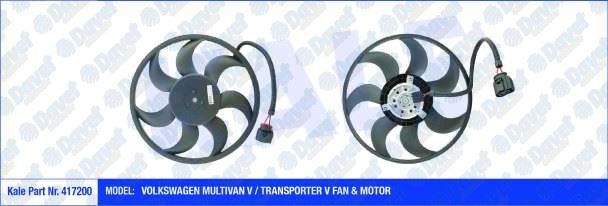 KALE 417200 Fan Motoru Vw Multivan V / Transporter V Montaj Yeri: Sol (450w 420mm) (Fan-Motor)